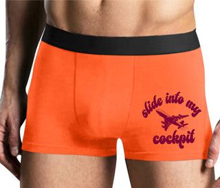 Slide Into My Cockpit - Mens Orange Boxer Brief