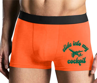 Slide Into My Cockpit - Mens Orange Boxer Brief