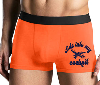Slide Into My Cockpit - Mens Orange Boxer Brief
