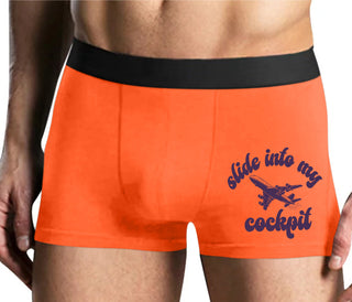 Slide Into My Cockpit - Mens Orange Boxer Brief