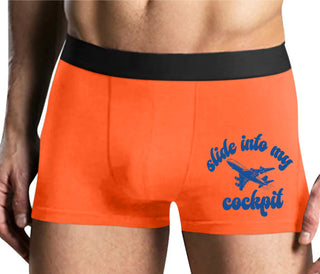 Slide Into My Cockpit - Mens Orange Boxer Brief