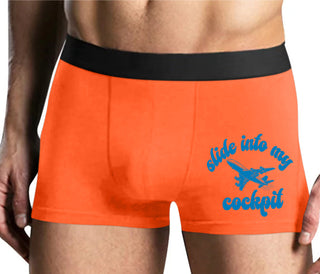 Slide Into My Cockpit - Mens Orange Boxer Brief