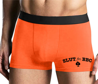 Slut For Big Black Cock - Jack Of Spades - Mens Orange Boxer Brief