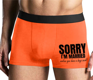 Sorry I'm Married Unless You Have A Huge Cock - Mens Orange Boxer Brief