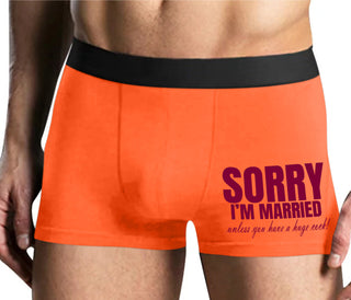 Sorry I'm Married Unless You Have A Huge Cock - Mens Orange Boxer Brief