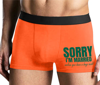 Sorry I'm Married Unless You Have A Huge Cock - Mens Orange Boxer Brief