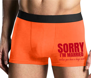 Sorry I'm Married Unless You Have A Huge Cock - Mens Orange Boxer Brief