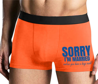 Sorry I'm Married Unless You Have A Huge Cock - Mens Orange Boxer Brief