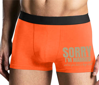 Sorry I'm Married Unless You Have A Huge Cock - Mens Orange Boxer Brief