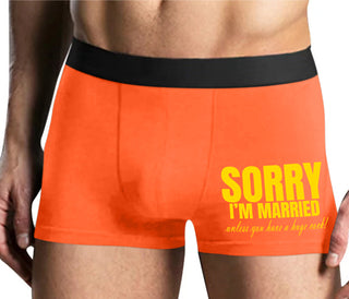 Sorry I'm Married Unless You Have A Huge Cock - Mens Orange Boxer Brief