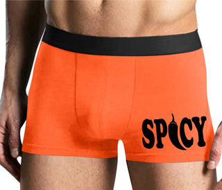 Spicy - Cute Pepper Logo - Mens Orange Boxer Brief