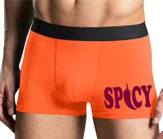 Spicy - Cute Pepper Logo - Mens Orange Boxer Brief