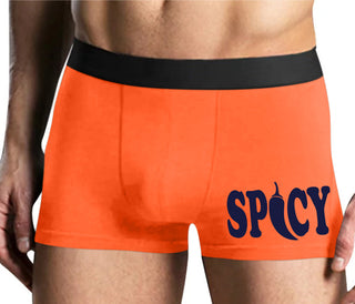 Spicy - Cute Pepper Logo - Mens Orange Boxer Brief