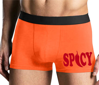 Spicy - Cute Pepper Logo - Mens Orange Boxer Brief