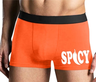 Spicy - Cute Pepper Logo - Mens Orange Boxer Brief