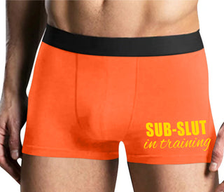 Sub Slut In Training - Mens Orange Boxer Brief