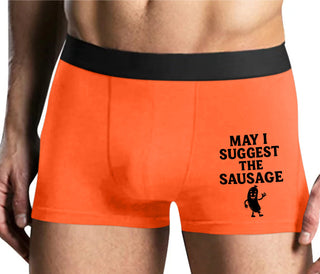 I Suggest The Sausage - Mens Orange Boxer Brief