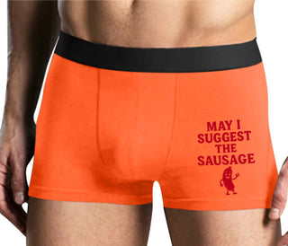 I Suggest The Sausage - Mens Orange Boxer Brief