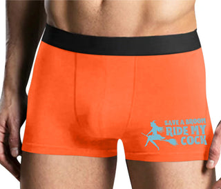 Save A Broom - Ride My Cock - Mens Orange Boxer Brief