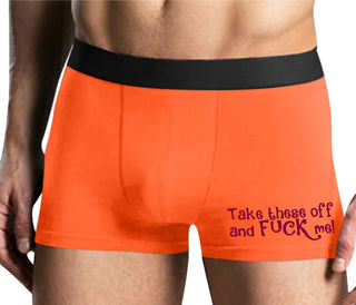 Take These Off And Fuck Me - Mens Orange Boxer Brief