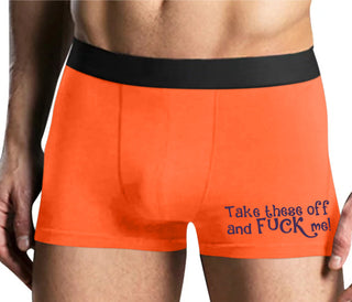 Take These Off And Fuck Me - Mens Orange Boxer Brief