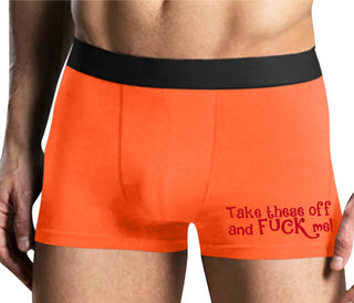 Take These Off And Fuck Me - Mens Orange Boxer Brief