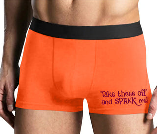 Take These Off And Spank Me - Mens Orange Boxer Brief