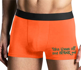 Take These Off And Spank Me - Mens Orange Boxer Brief