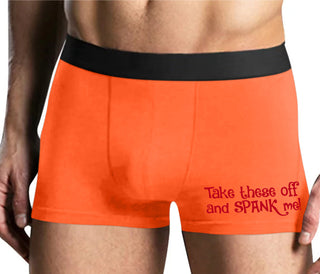 Take These Off And Spank Me - Mens Orange Boxer Brief
