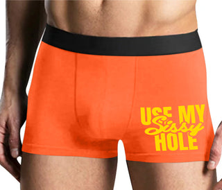 Use My Sissy Hole - Mens Orange Boxer Brief