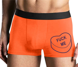 Fuck Me - Valentines Day Candy - Mens Orange Boxer Brief
