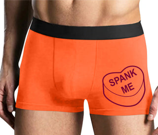 Valentines Day Candy - Spank Me - Mens Orange Boxer Brief