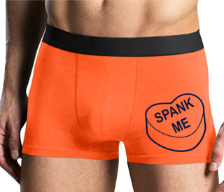Valentines Day Candy - Spank Me - Mens Orange Boxer Brief
