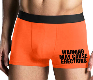 Warning May Cause Erections - Mens Orange Boxer Brief