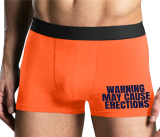 Warning May Cause Erections - Mens Orange Boxer Brief