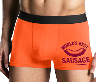 Worlds Best Sausage - Mens Orange Boxer Brief