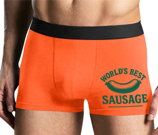 Worlds Best Sausage - Mens Orange Boxer Brief