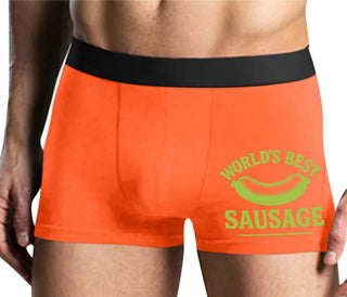 Worlds Best Sausage - Mens Orange Boxer Brief