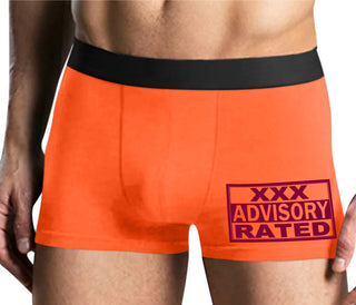 XXX Rated  Advisory Warning - Mens Orange Boxer Brief