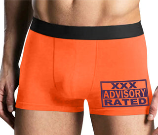 XXX Rated  Advisory Warning - Mens Orange Boxer Brief