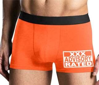 XXX Rated  Advisory Warning - Mens Orange Boxer Brief