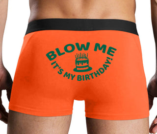 Blow Me Its My Birthday - Orange Boxer Brief