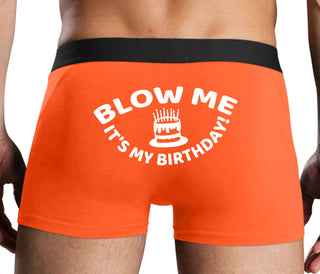 Blow Me Its My Birthday - Orange Boxer Brief