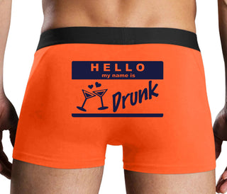 Hello My Name Is Drunk - Orange Boxer Brief