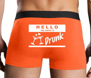 Hello My Name Is Drunk - Orange Boxer Brief