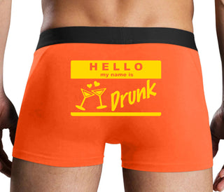 Hello My Name Is Drunk - Orange Boxer Brief