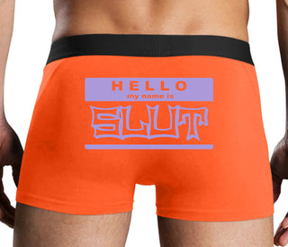 Hello My Name Is Slut - Orange Boxer Brief