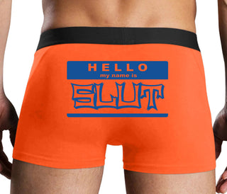 Hello My Name Is Slut - Orange Boxer Brief