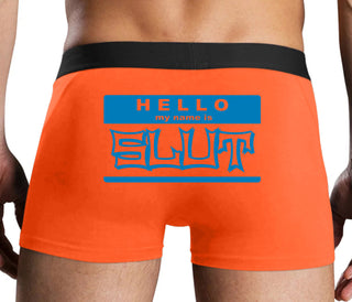 Hello My Name Is Slut - Orange Boxer Brief