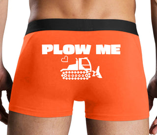 Plow Me - Funny Tractor Design - Orange Boxer Brief